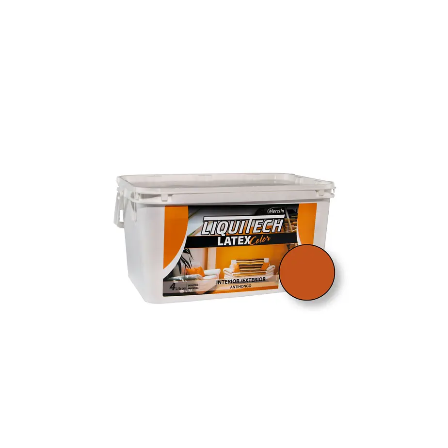 Latex Al Agua Color Interior - Exterior Antihongos Liquitech 4Litros. Mate  6
