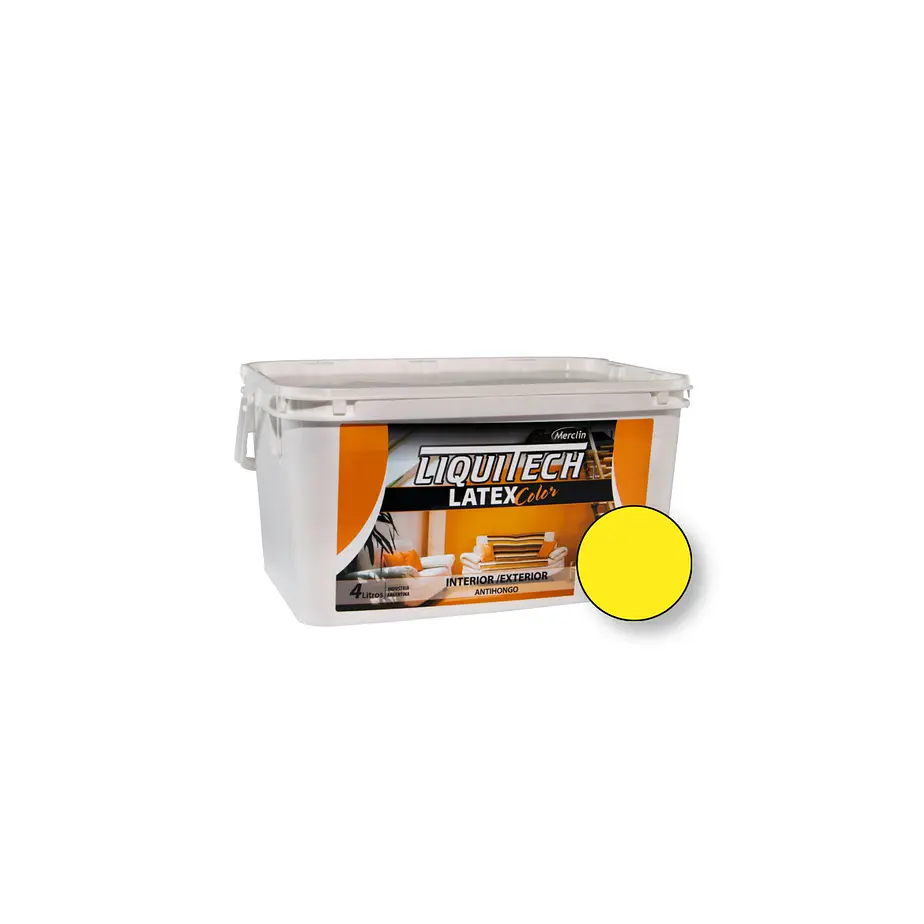 Latex Al Agua Color Interior - Exterior Antihongos Liquitech 4Litros. Mate  9