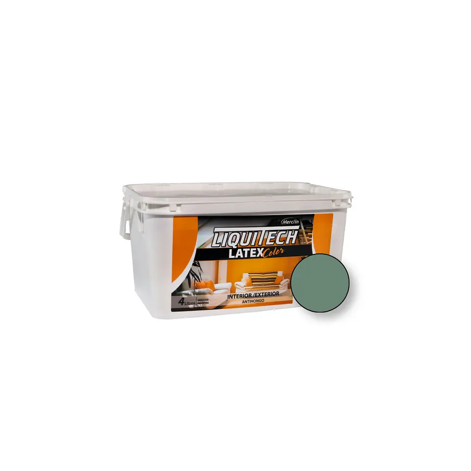 Latex Al Agua Color Interior - Exterior Antihongos Liquitech 4Litros. Mate  11
