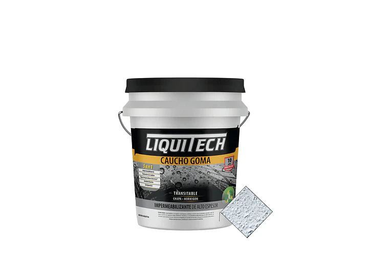 Pintura impermeabilizante sustentable y Transitable Caucho Goma Liquitech 4 Kg.   4