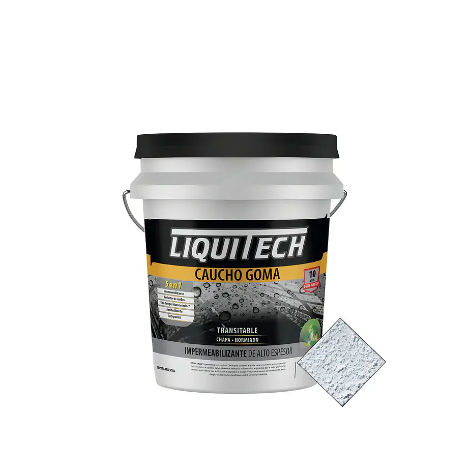 Pintura impermeabilizante sustentable y Transitable Caucho Goma Liquitech 4 Kg.   4