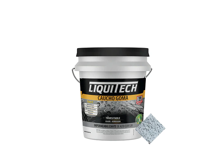 Pintura impermeabilizante sustentable y Transitable Caucho Goma Liquitech 4 Kg.   5