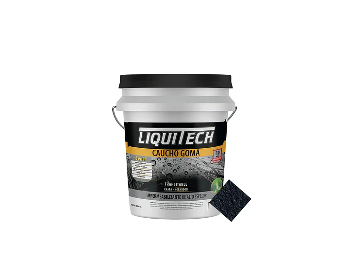 Pintura impermeabilizante sustentable y Transitable Caucho Goma Liquitech 4 Kg.   6