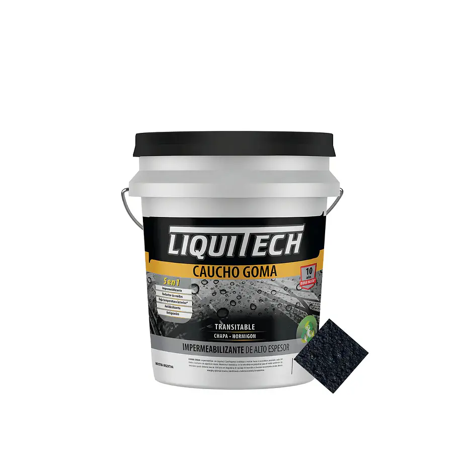 Pintura impermeabilizante sustentable y Transitable Caucho Goma Liquitech 4 Kg.   6