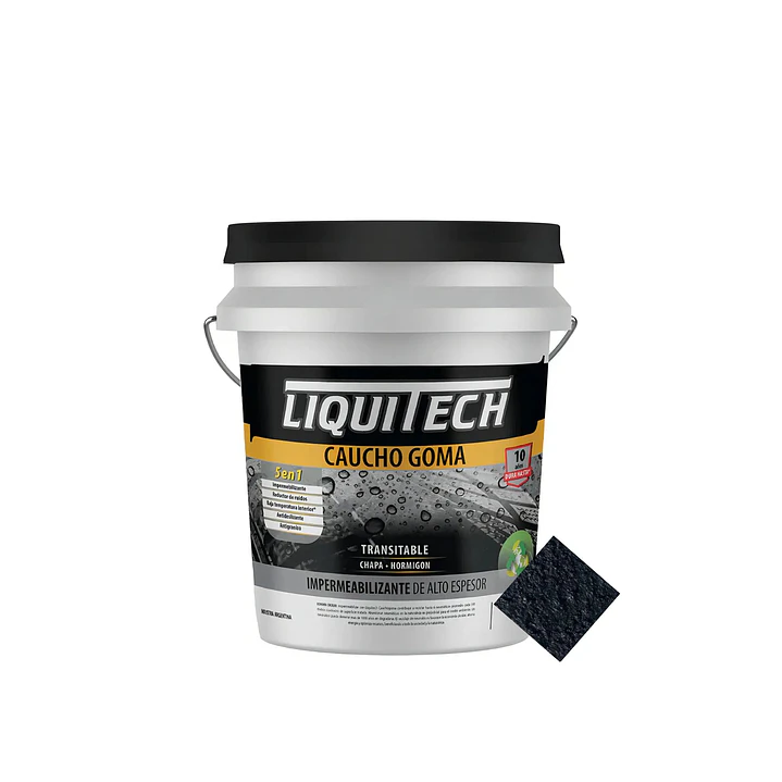 Pintura impermeabilizante sustentable y Transitable Caucho Goma Liquitech 20 Kg.   8