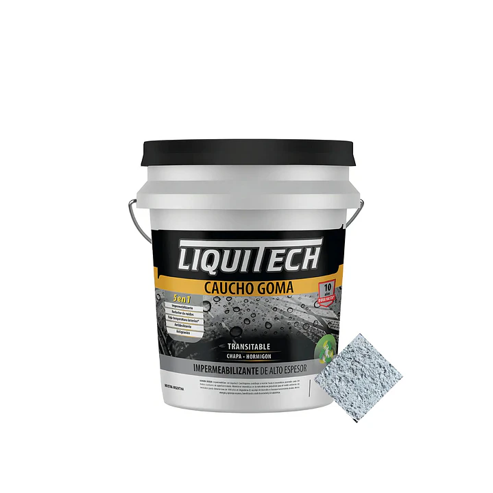 Pintura impermeabilizante sustentable y Transitable Caucho Goma Liquitech 20 Kg.   9