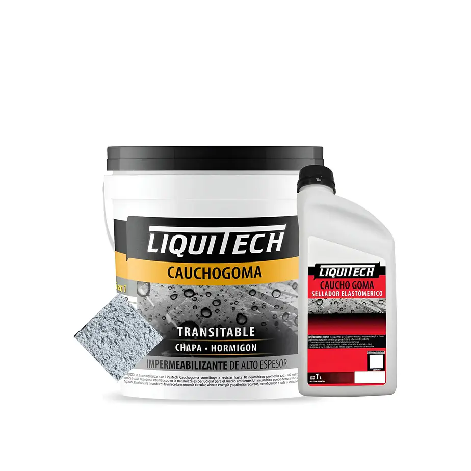 Pack Impermeabilizante Caucho Goma X 4kg + Sellador 1 Lts 3