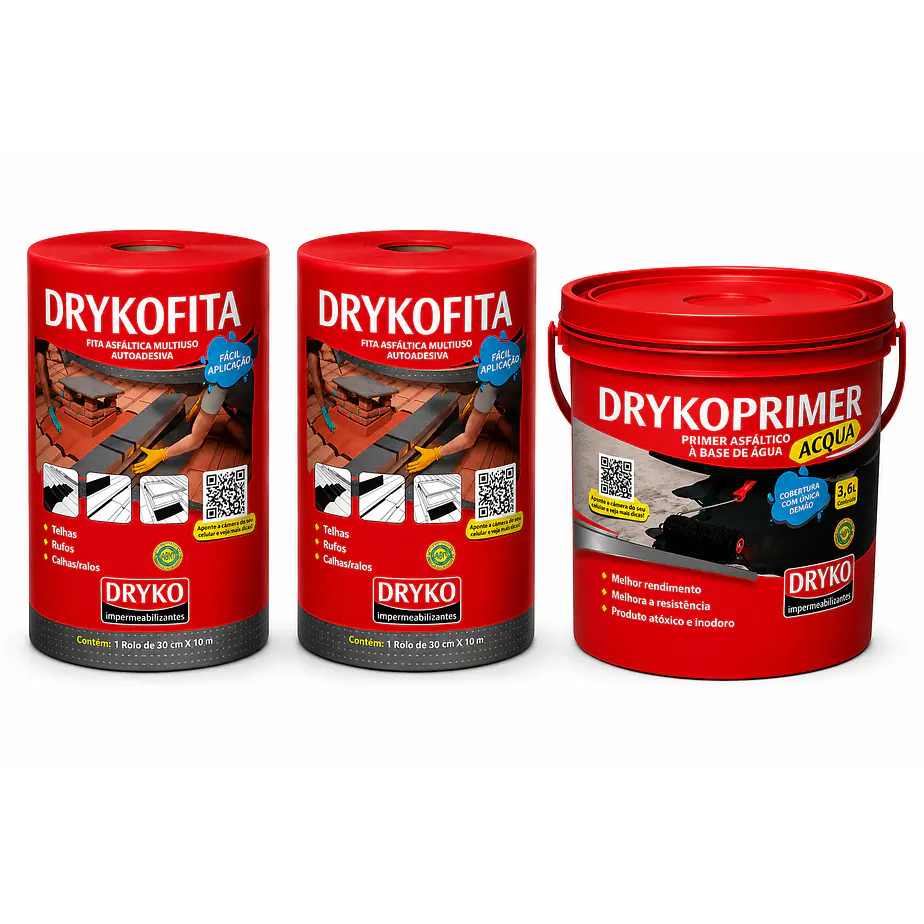 Pack Dryko Cinta Asfáltica 30cm X 10m + Primer Sellador 1 L 1