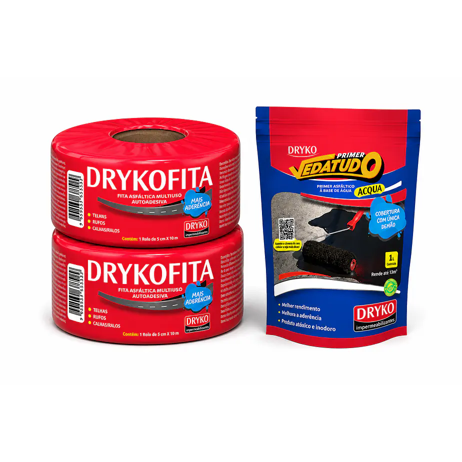 Pack Dryko Cinta Asfáltica 5cm X 10m + Primer Sellador 1 L. 1
