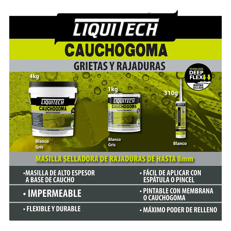 Sellador Grietas Y Fisuras Liquitech Cauchogoma 1 Kg Gris 4