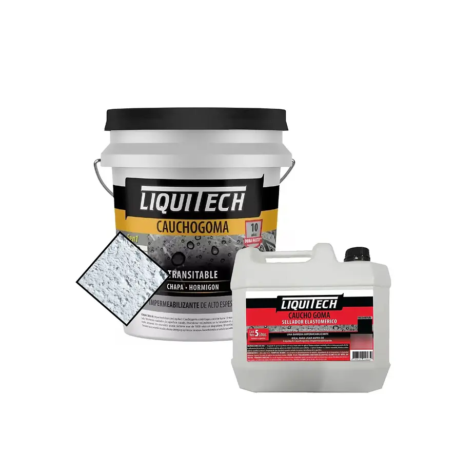  Pack Impermeabilizante Cauchogoma 20kg  color Blanco + Sellador 5lts 1
