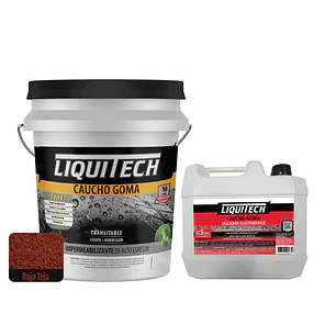  Pack Impermeabilizante Cauchogoma 20kg  color Rojo Teja  + Sellador 5lts