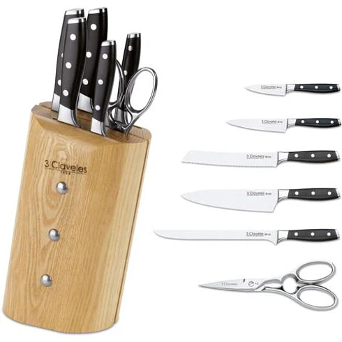 Cuchillo Ash Juego 5 Pcs Toledo + 1 Tijera Tres Claveles 2