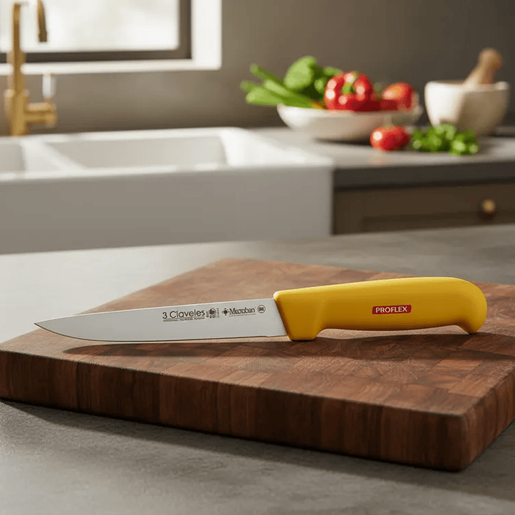 Cuchillo Deshuesador 18Cm + Carnicero 24Cm Amarillo Tres Claveles 2