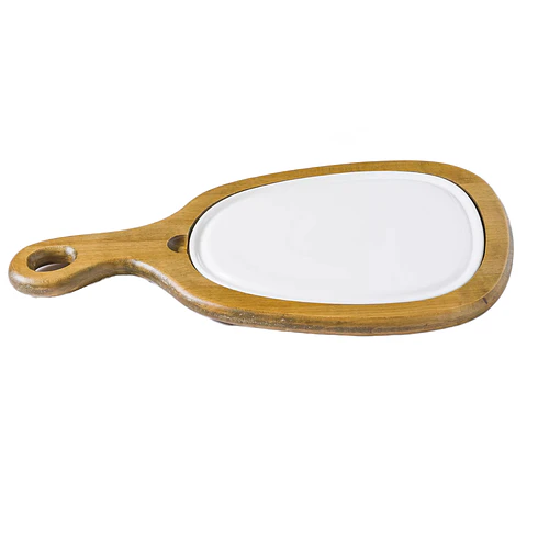 Bonna Piuma Tabla Madera Con plato Blanco 1