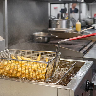 Canasto Freidor Mango Rojo Dechef