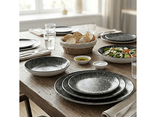 Set Vajilla Bonna Cosmos Negro 16 Piezas