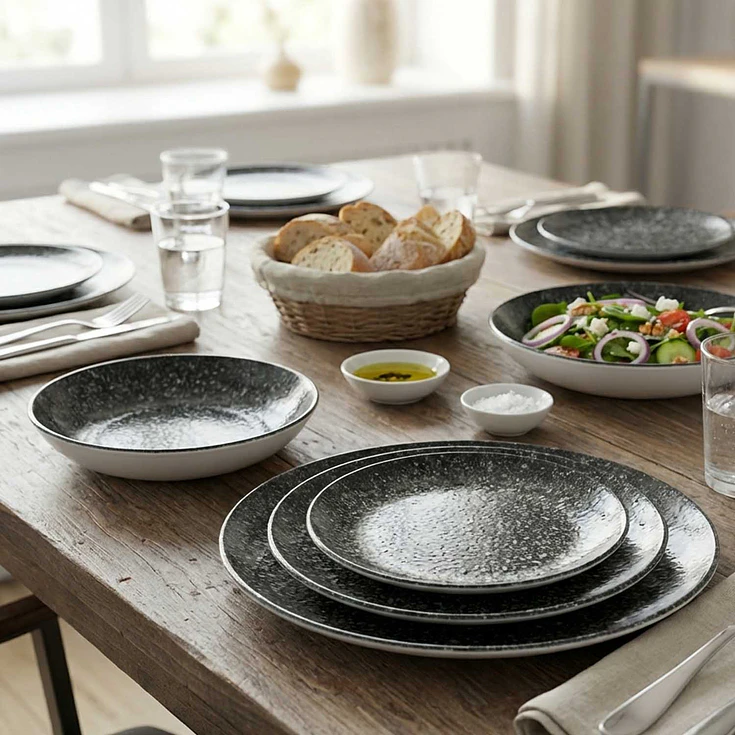 Set Vajilla Bonna Cosmos Negro 16 Piezas 2