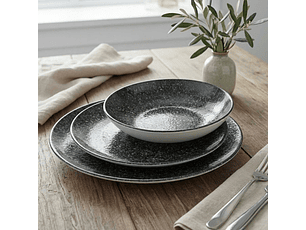 Set Vajilla Bonna Cosmos Negro 16 Piezas