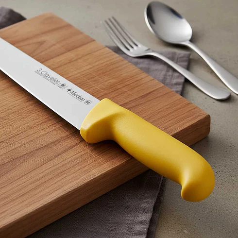 Cuchillo Carnicero 24Cm Amarillo Tres Claveles 2
