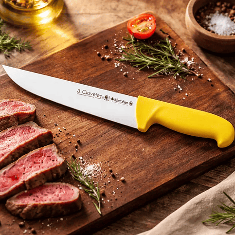 Cuchillo Carnicero 24Cm Amarillo Tres Claveles 3