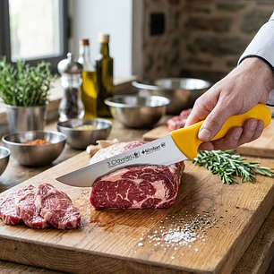 Cuchillo Carnicero 20Cm Amarillo Tres Claveles