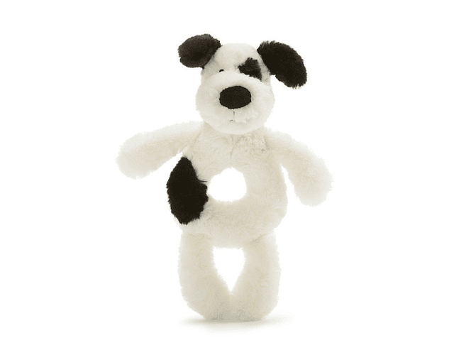 Sonajero Perro Bashful Blanco con Negro