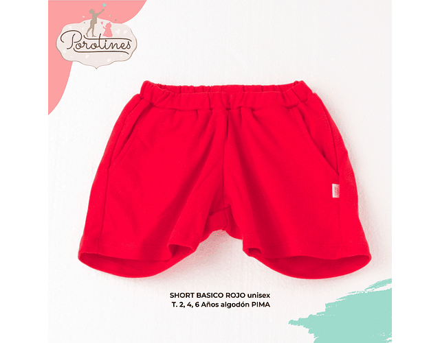 Short Basico Rojo Unisex Pima