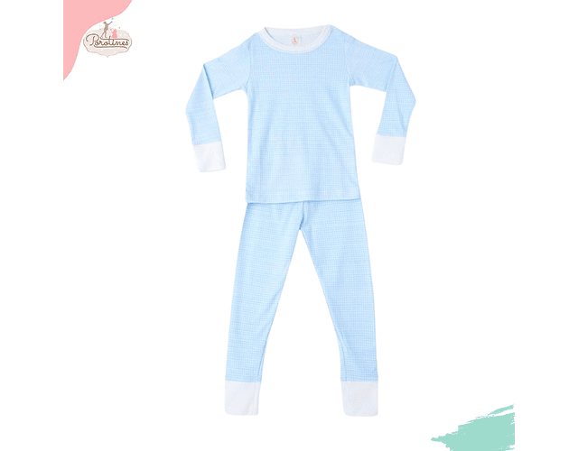 PIJAMA CUADROS CELESTE  UNISEX 