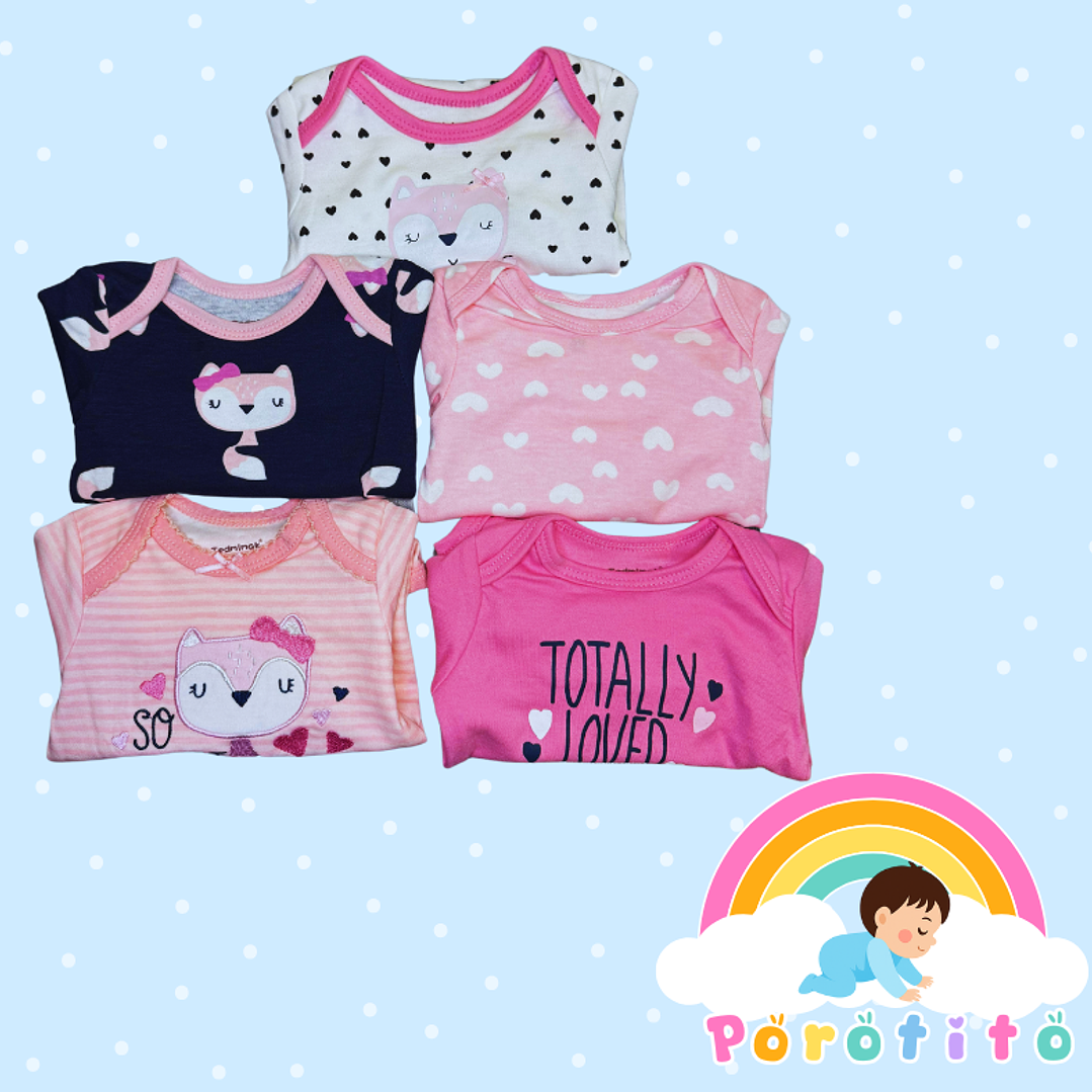 Set 5 bodies Rosados 100 % algodón 2