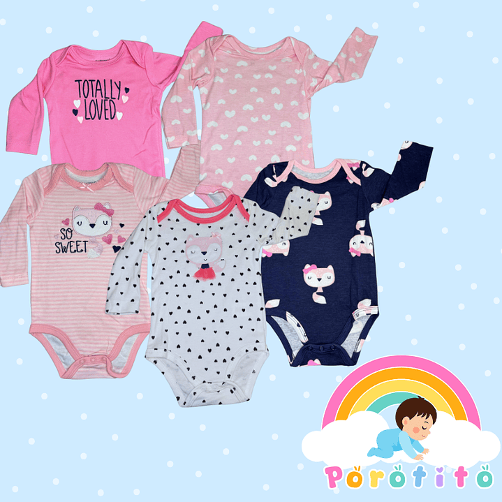 Set 5 bodies Rosados 100 % algodón 3