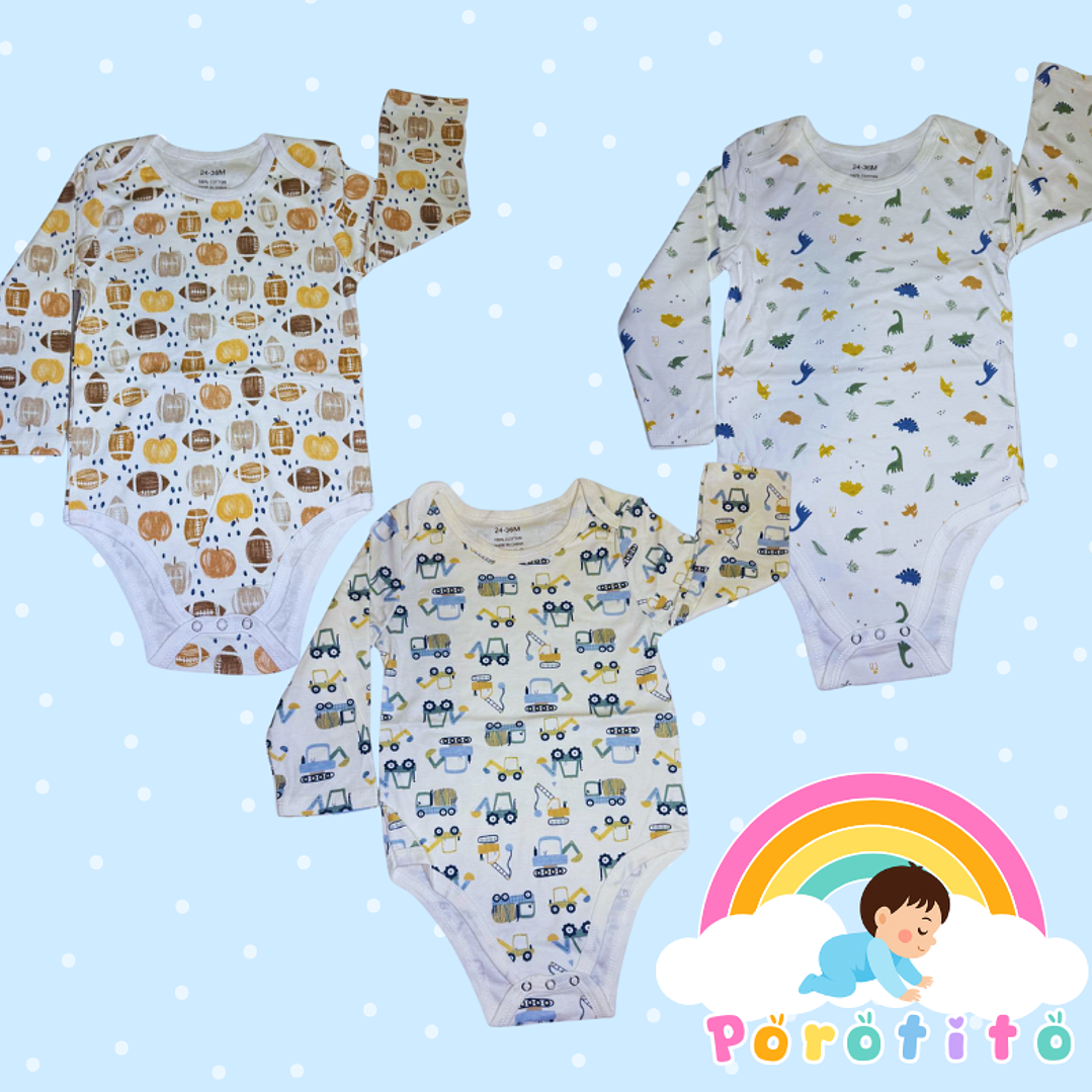 Set 3 bodies Niño 100 % algodon Talla 24-36 meses 2