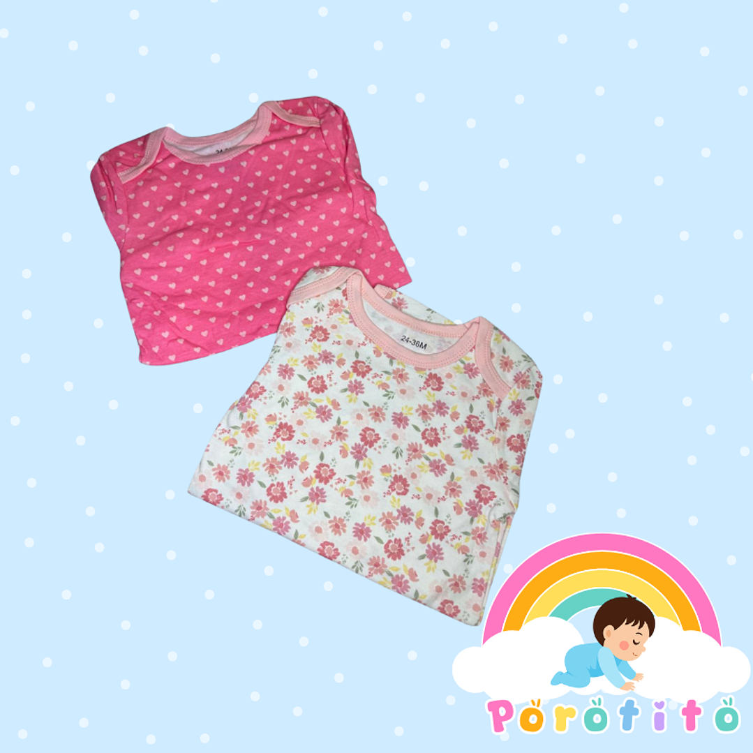 Set 2 bodies Niña  100 %  Flores algodón Talla 24-36 meses 2