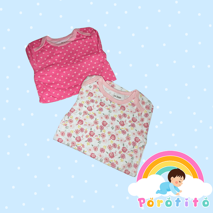 Set 2 bodies Niña  100 %  Flores algodón Talla 24-36 meses 2