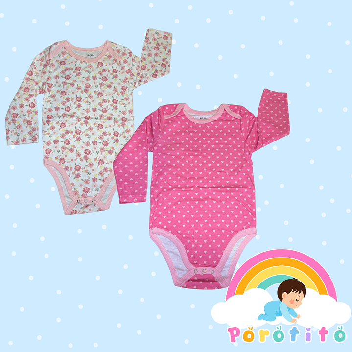 Set 2 bodies Niña  100 %  Flores algodón Talla 24-36 meses 1