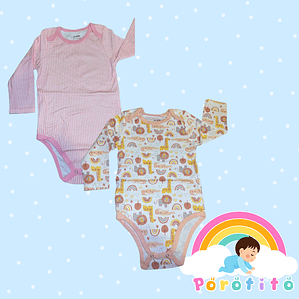 Set 2 bodies Niña 100 % Jirafa algodón Talla 24-36 meses