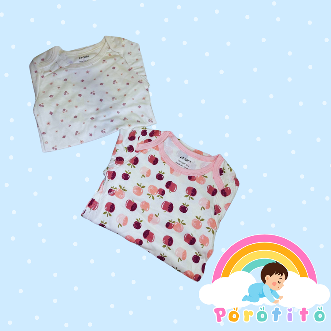 Set 2 bodies Niña 100 % Cerezas algodón Talla 24-36 meses 2