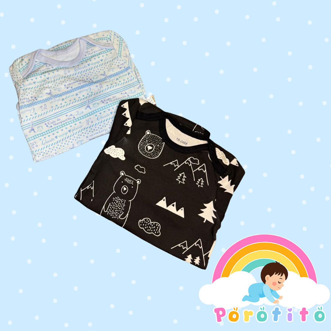 Set 2 bodies Niño 100 % Osito algodón Talla 18-24 meses 2