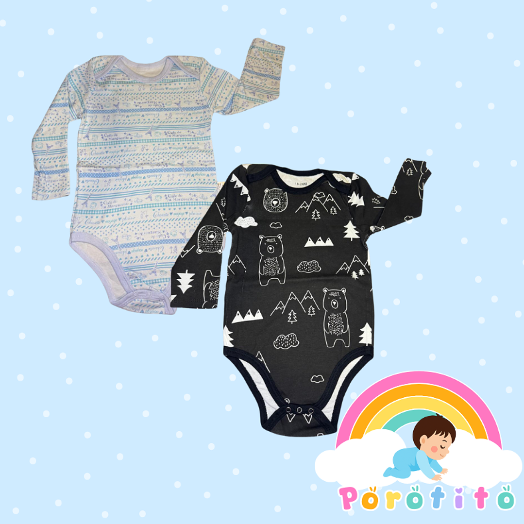 Set 2 bodies Niño 100 % Osito algodón Talla 18-24 meses 1