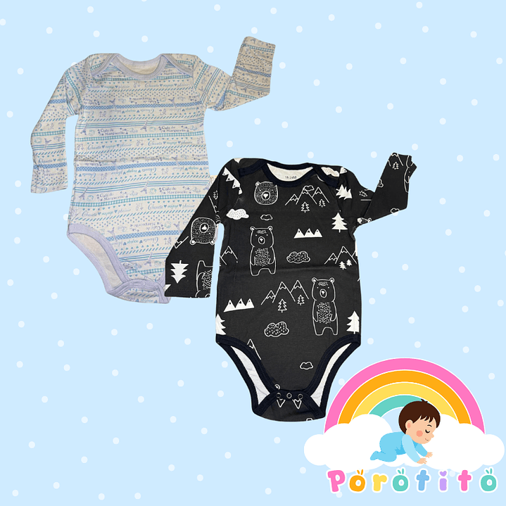 Set 2 bodies Niño 100 % Osito algodón Talla 18-24 meses 1