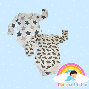 Set 2 bodies Niño 100 % Estrellas algodón Talla 18-24 meses