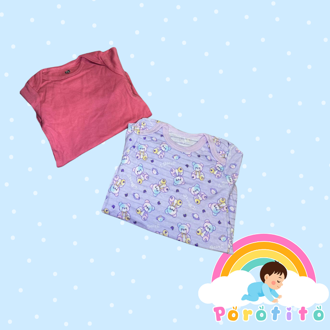 Set 2 bodies Niña 100 % Fucsia algodón Talla 18-24 meses  2