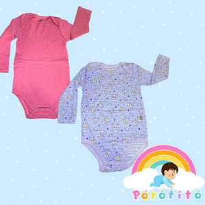 Set 2 bodies Niña 100 % Fucsia algodón Talla 18-24 meses 