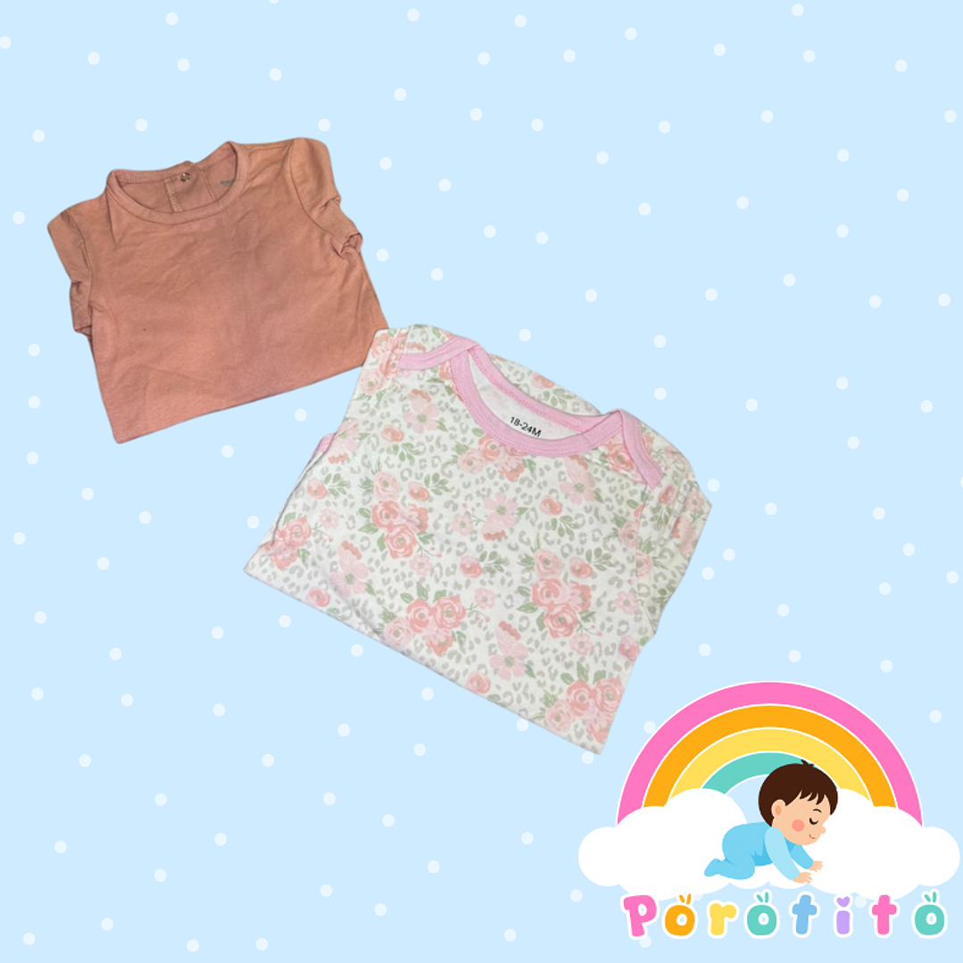 Set 2 bodies Niña 100 % Beige algodón Talla 18-24 meses  2