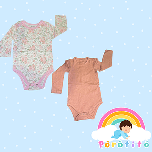 Set 2 bodies Niña 100 % Beige algodón Talla 18-24 meses 