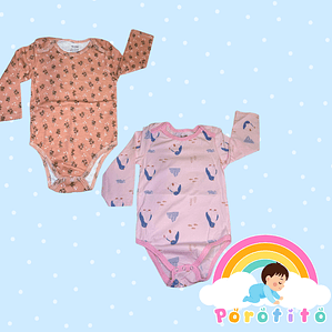Set 2 bodies Niña 100 %  Café algodón Talla 18-24 meses
