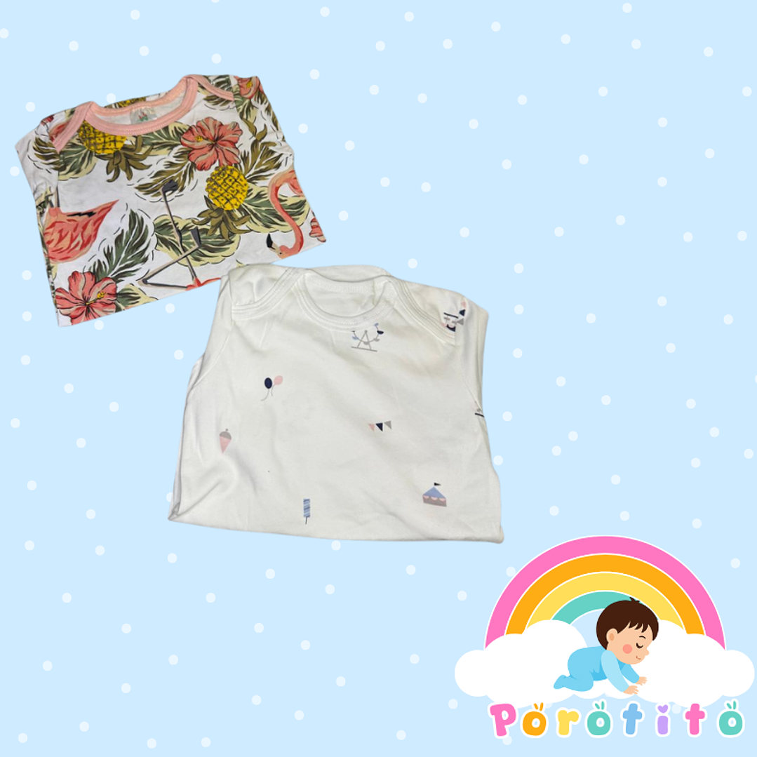 Set 2 bodies Niña 100 %  algodón  Piñas Talla 12-18 meses 2