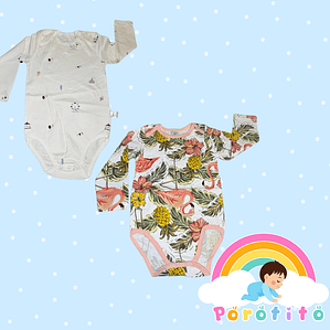 Set 2 bodies Niña 100 %  algodón  Piñas Talla 12-18 meses