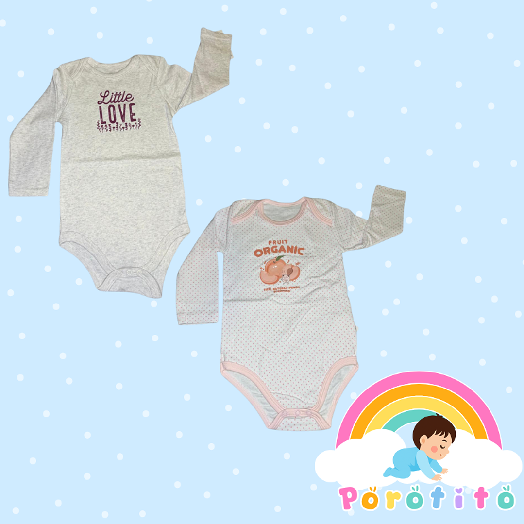Set 2 bodies Niña 100 %  Algodón Love Talla 12-18 meses 1