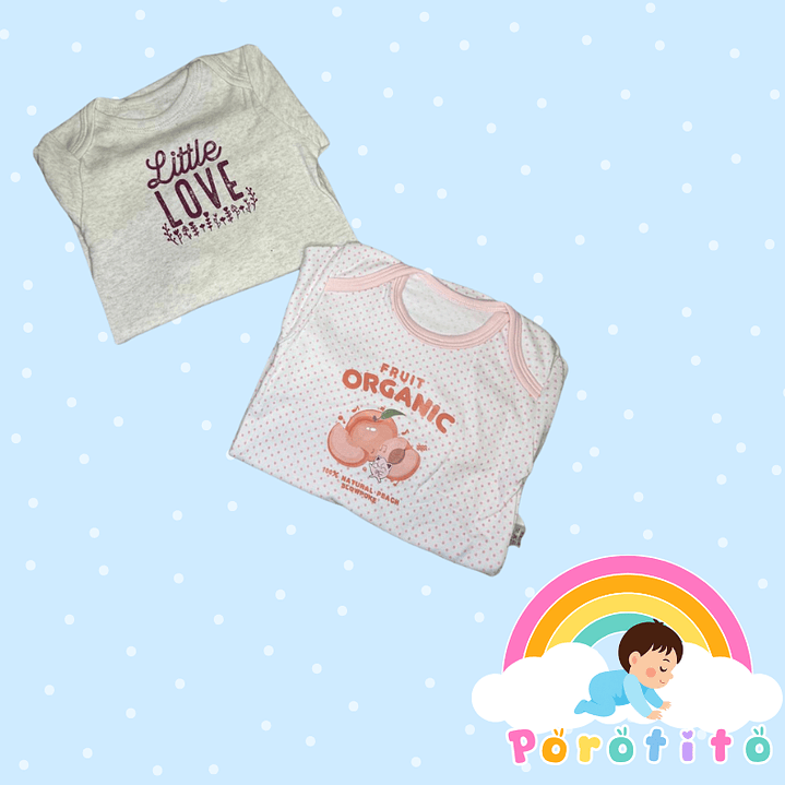 Set 2 bodies Niña 100 %  Algodón Love Talla 12-18 meses 2